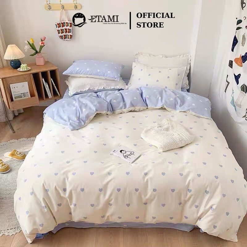 Bộ Chăn Ga Gối Cotton Poly ETAMI BEDDING Drap Giường 5 món nhiều size Ra Nệm M4 M6 M8 họa tiết dễ thương