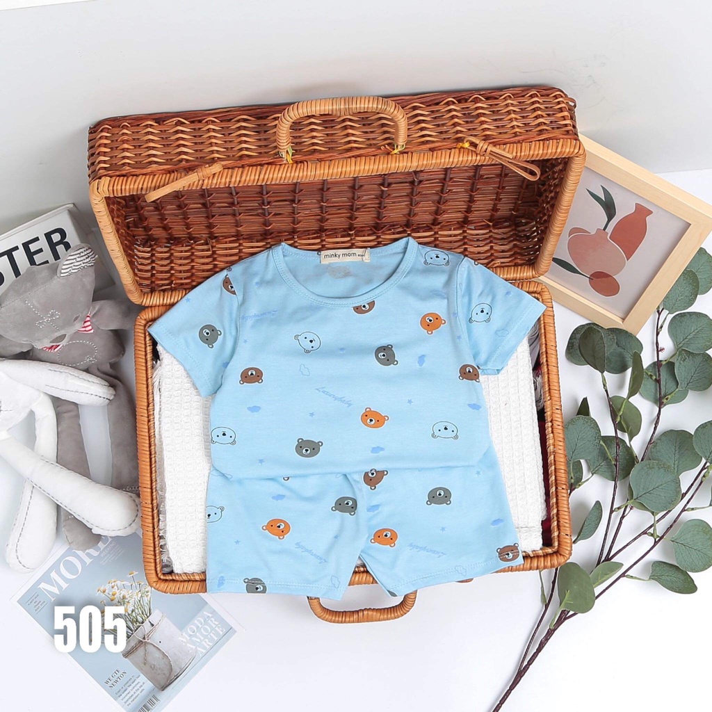 Bộ Ngắn Minky Mom In Họa Tiết Siêu Đẹp, Bé Trai-Bé Gái, 7-19KG.