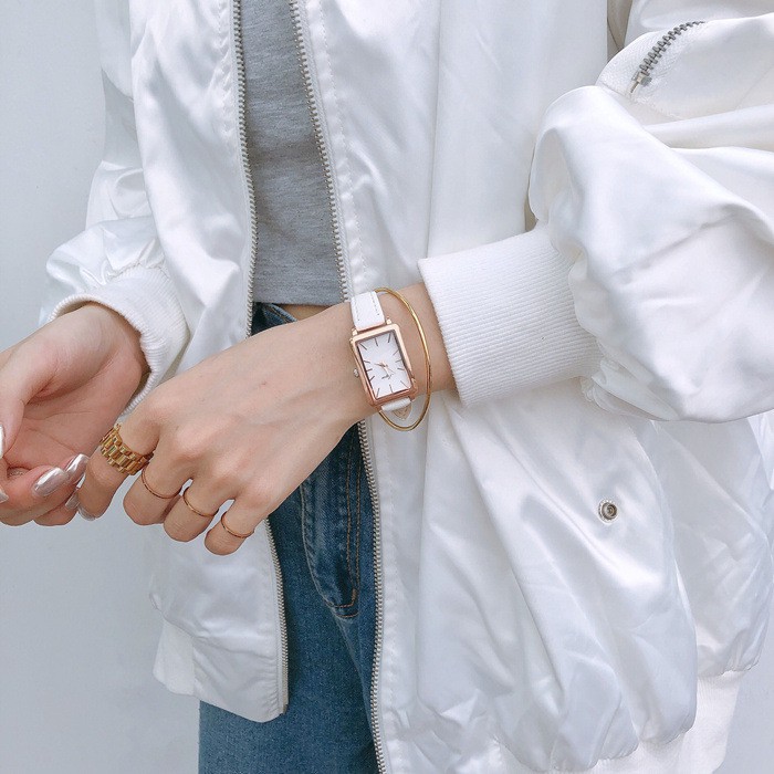 Đồng hồ thời trang nữ Jigin chính hãng, phong cách Hàn Quốc, mặt chữ nhật, dây da mềm mỏng ôm tay ( Mã: JG01 ) | BigBuy360 - bigbuy360.vn