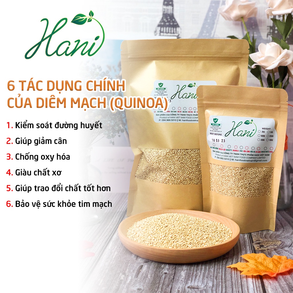 1Kg Hạt Diêm Mạch Hữu Cơ Peru/Úc ( Hạt Quinoa Trắng ) ăn kiêng, giảm cân nhập khẩu chính hãng  Hani Healthy Food
