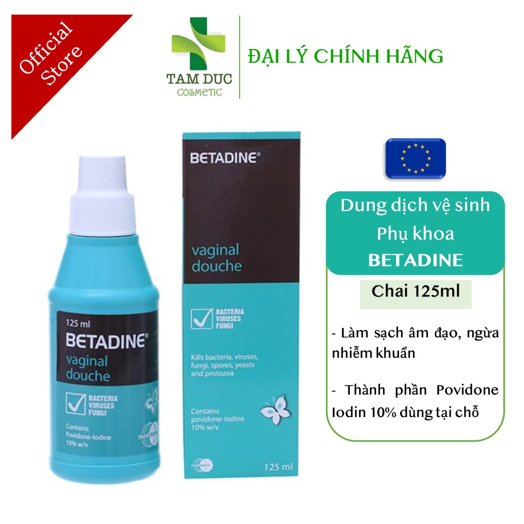 BETADINE Vaginal Douche [chai 125ml] - Dung dịch vệ sinh phụ khoa Betadin