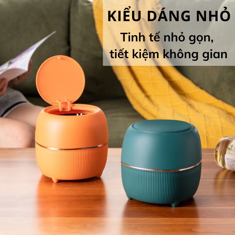 Thùng rác mini để bàn có nắp bấm hiện đại Thùng đựng rác phòng nghỉ văn phòng đẹp thời thượng