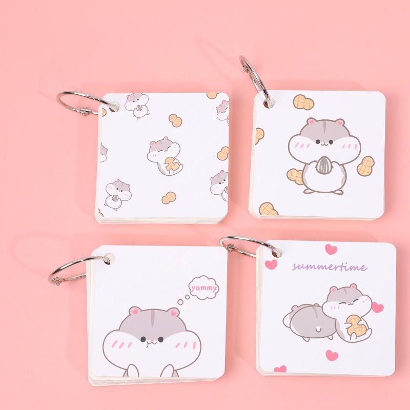 Flashcard thẻ học từ vựng tiếng anh, flashcard ghi chú học ngoại ngữ kèm khoen dễ thương cute TooYoo TY0100