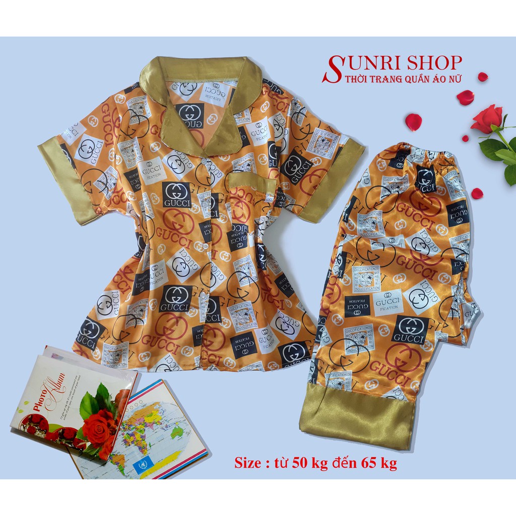 Đồ Bộ Mặc Nhà Nữ - Pijama Dài Chất Phi Bóng Sunri Shop Size 46 - 65 Kg