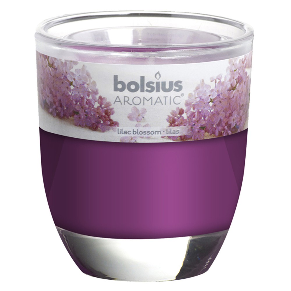Ly nến thơm tinh dầu Bolsius Lilac Blossom 105g QT024337- hoa tử đinh hương, thơm phòng, thư giãn, khử mùi, không khói
