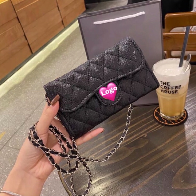 Túi sách mini nhỏ gọn dáng ví cầm tay size 13-17cm kèm dây xích đeo chéo nữ phong cách đi chơi dạo phố