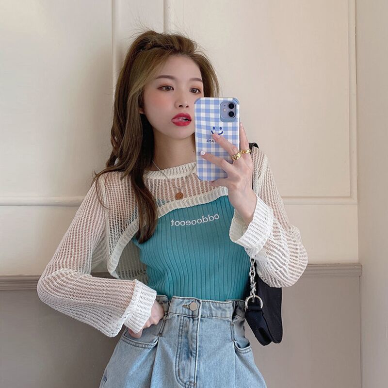 Set áo len không tay và khoác thời trang mùa thu dành cho nữ