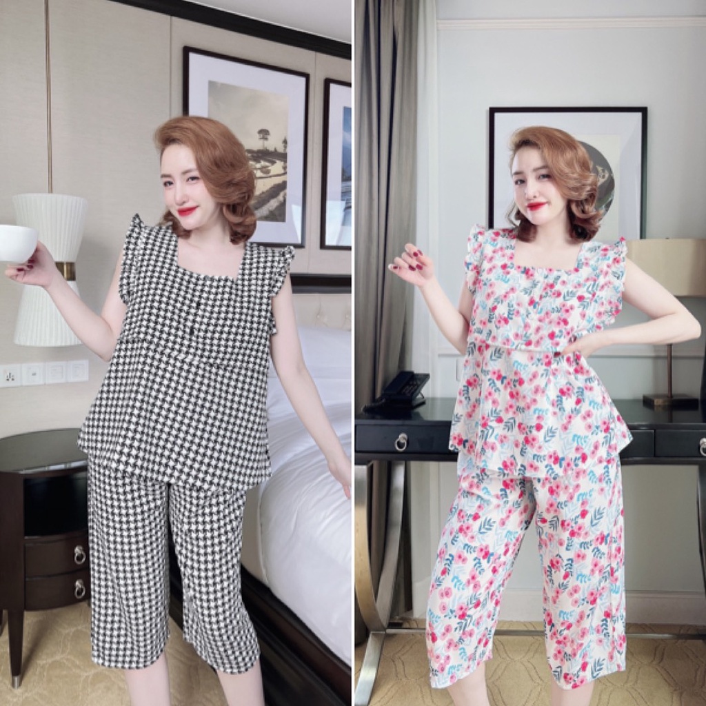 Đồ Bộ Lửng Tiểu Thư Lụa Nhật 40-100kg Cho Nàng Béo Múp