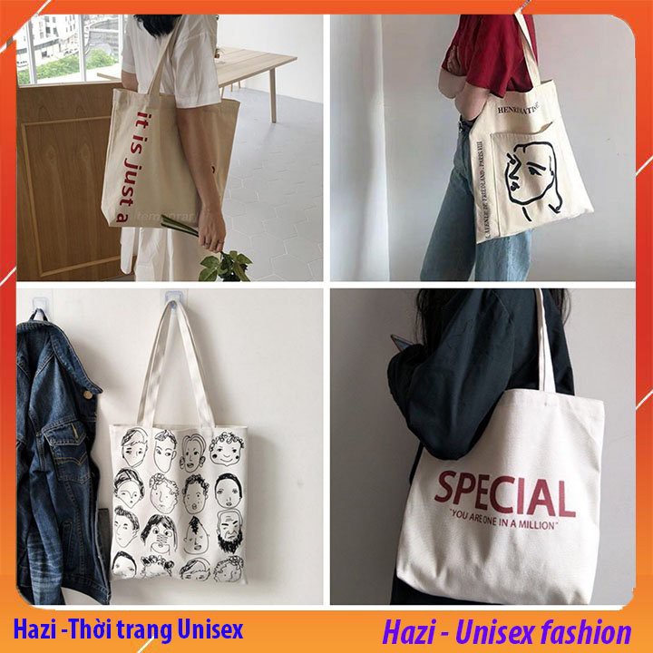 Túi vải túi tote vải canvas dày đẹp cho nữ đi học đi chơi siêu bền chất lượng giá rẻ-Hazi thời trang Unisex