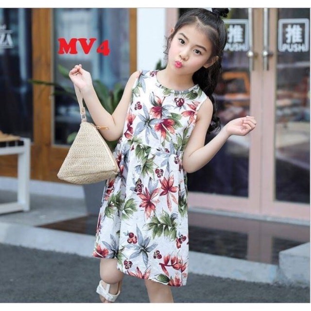 Váy lanh lụa bé gái siêu đại quảng châu xịn xò từ 18-30kg, váy lanh hè cho bé gái