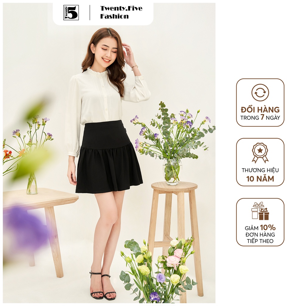 Chân váy nữ dáng đuôi cá ngắn, khóa lưng Twentyfive T353