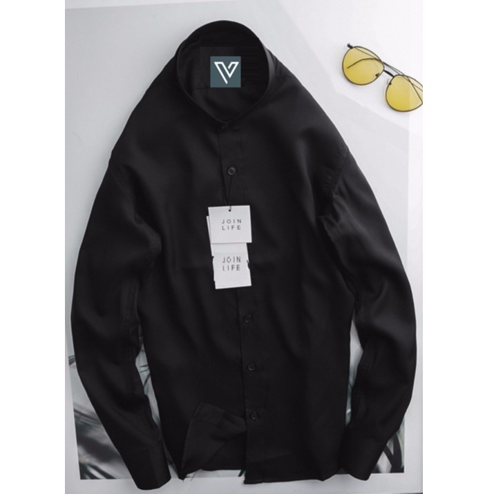 [Mã FAMAYMA2 giảm 10K đơn 50K] Áo sơ mi nam cổ trụ dài tay màu trắng vải mềm mịn không nhăn | BigBuy360 - bigbuy360.vn