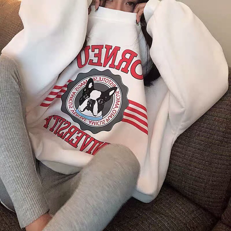 Áo Sweater Nỉ Unisex Hình Chó ORNEU 2 Màu