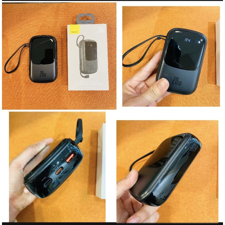 Pin sạc dự phòng tích hợp cáp sạc 20.000mAh 20W Baseus Q Pow Digital Display Quick Charging Power Bank
