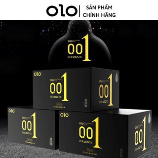 Bao cao su siêu mỏng 001 OLO đen hương vani với 5% benzocain kéo dài thời gian hộp 10c bcs