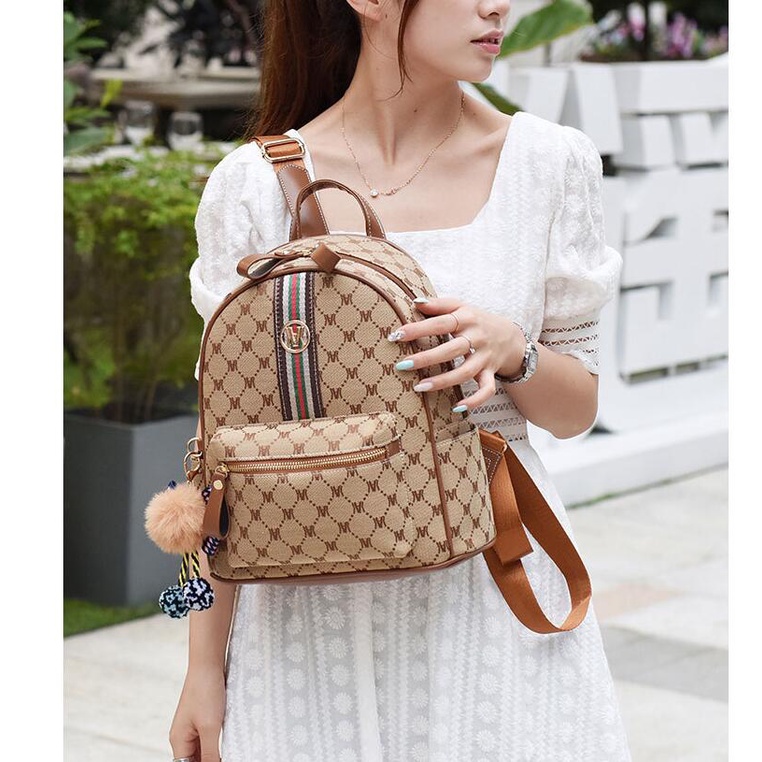 Chuwanglin Ba Lô Da Pu Cỡ Lớn In Họa Tiết Thời Trang Cho Nữ