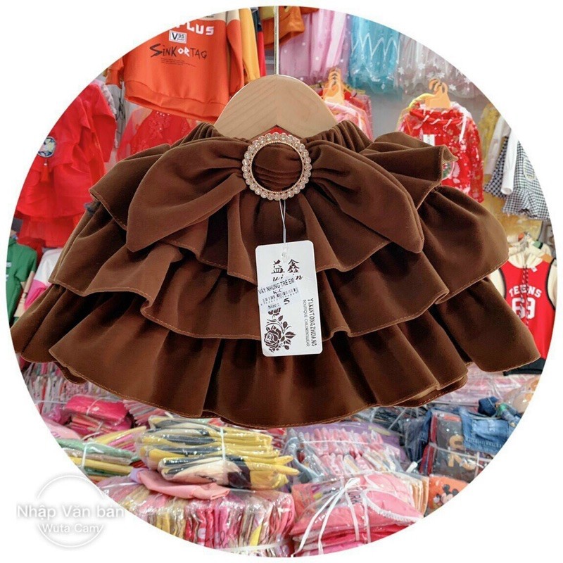 chân váy nhung 3 tầng cho bé gái 10-23kg