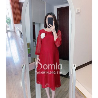 Váy bầu ren lưới đỏ
