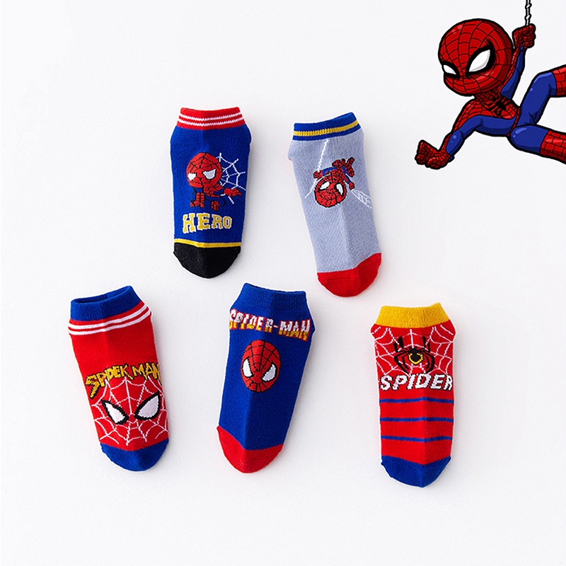 Vớ cotton Cổ Ngắn In Hoạt Hình Người Nhện Thời Trang Xuân Thu Cho Bé Trai