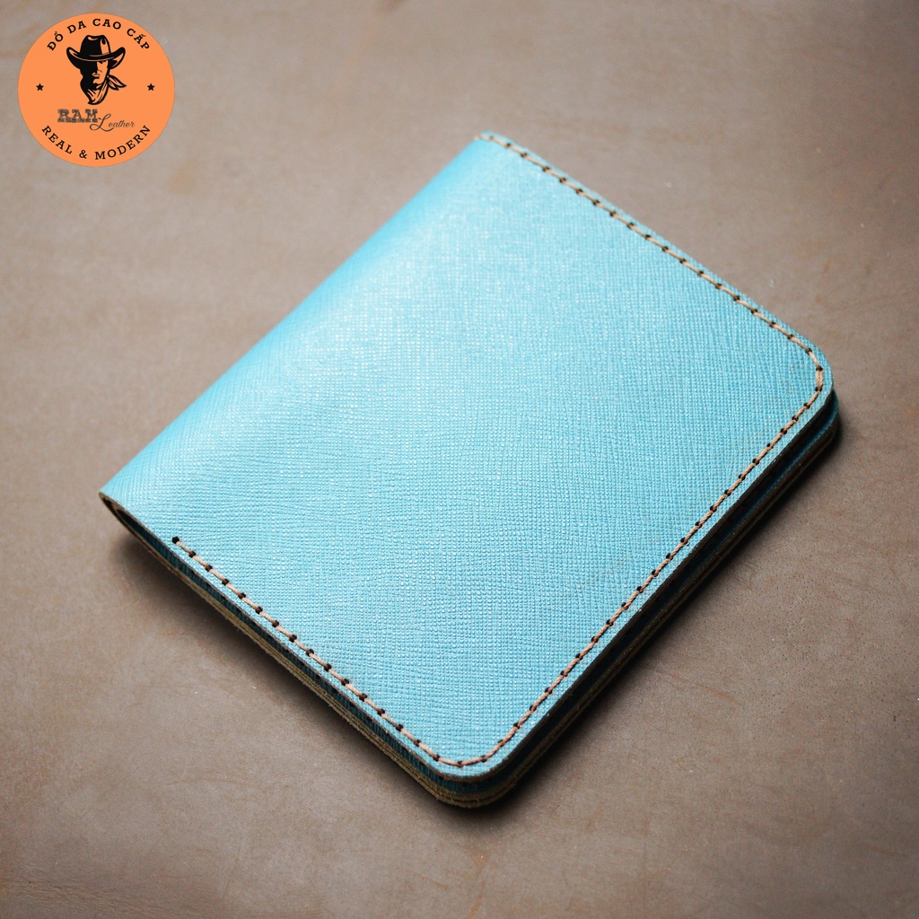 Ví nam da bò RAM Leather Da Bò Thật Sanffiano Màu Xanh Ngọc