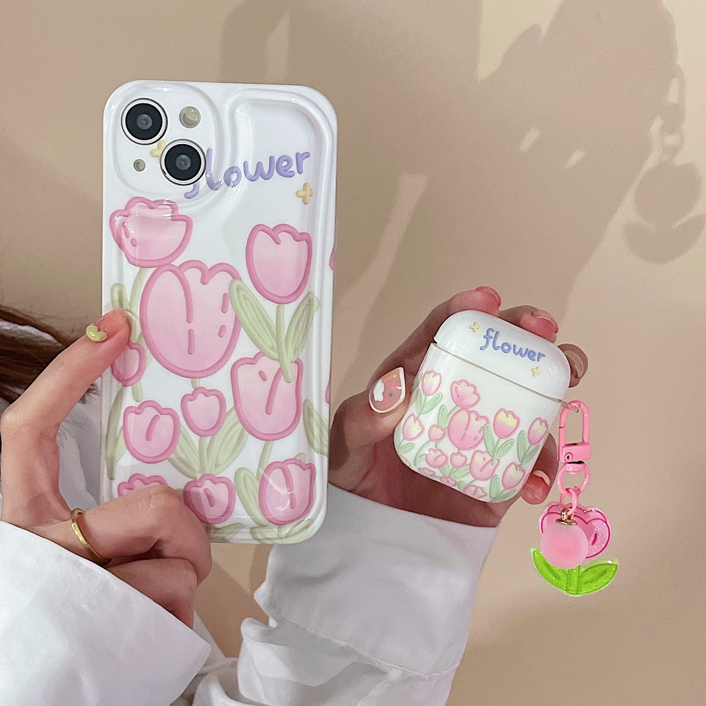 Vỏ Bảo Vệ Hộp Sạc Tai Nghe AirPods Pro 1 / 2 3 2021 gen3 Bằng Silicon tpu Mềm Chống Rơi Hình Kẹp Màu Hồng Đơn Giản