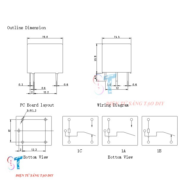 Relay 5V/12V/24V 10A 5 Chân SRD Songle