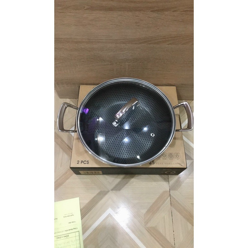 Chảo chống dính cao cấp 3 đáy đế liền inox 304 siêu dày siêu sịn đủ sz 24-26-28cm