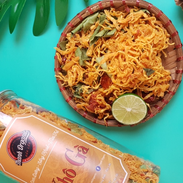 500G Khô gà lá chanh sấy khô đồ ăn vặt ngày tết đi picnic Thanh Organic