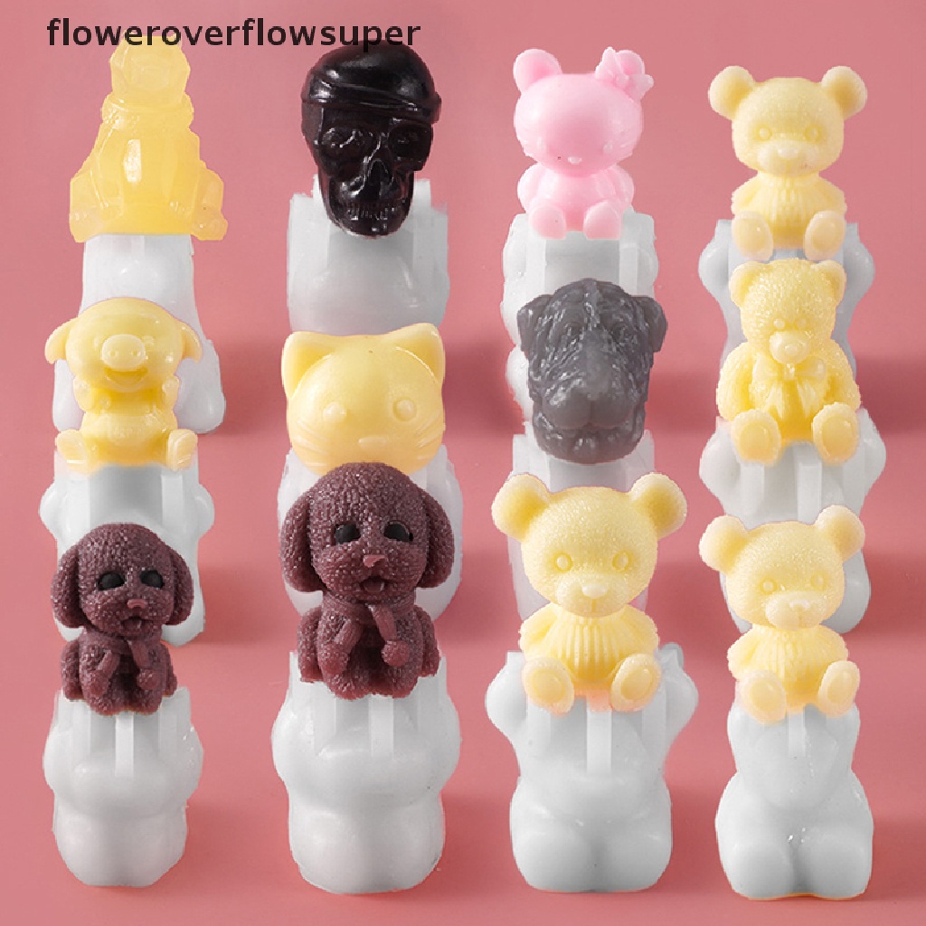 Khuôn silicone làm nước đá/sô cô la hình gấu/cún con 3D