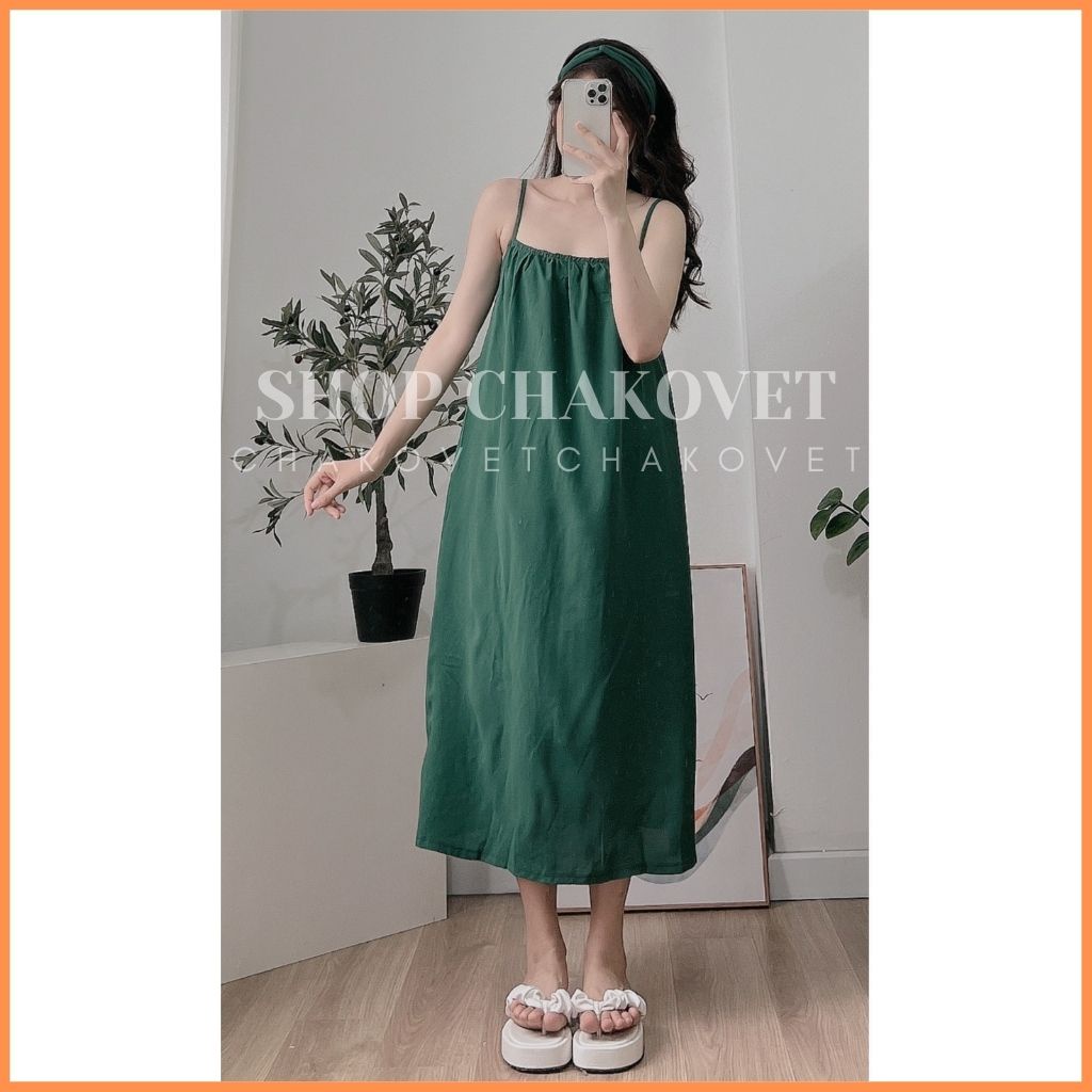 Đầm maxi đi biển kèm turban V8308 Váy 2 dây chun ngực bánh bèo dài quá gối 2 lớp dày dặn đi chơi sang chảnh - CHAKOVET | BigBuy360 - bigbuy360.vn