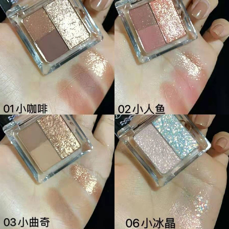 [Hàng mới về] Bảng Phấn Mắt Ba Màu Lì Và Ánh Nhũ Kim Tuyến Kết Hợp Thời Trang | BigBuy360 - bigbuy360.vn