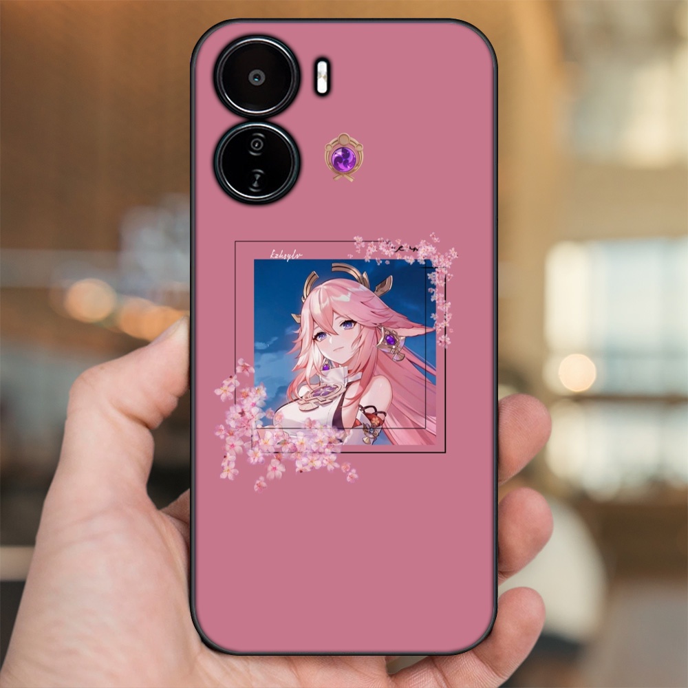 Ốp lưng Vivo Y16 viền đen in hình Yae Miko Genshin Impact