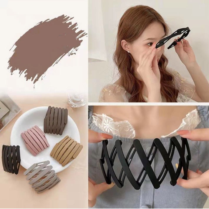 Bờm tóc gấp gọn co giãn - Cài tóc xếp nhựa bỏ túi siêu tiện lợi phong cách Hàn Quốc
