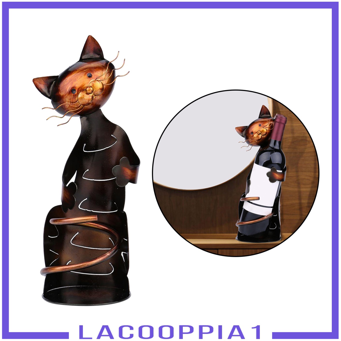 Giá Kim Loại Đựng Chai Rượu Vang Hình Mèo Lapoppia1