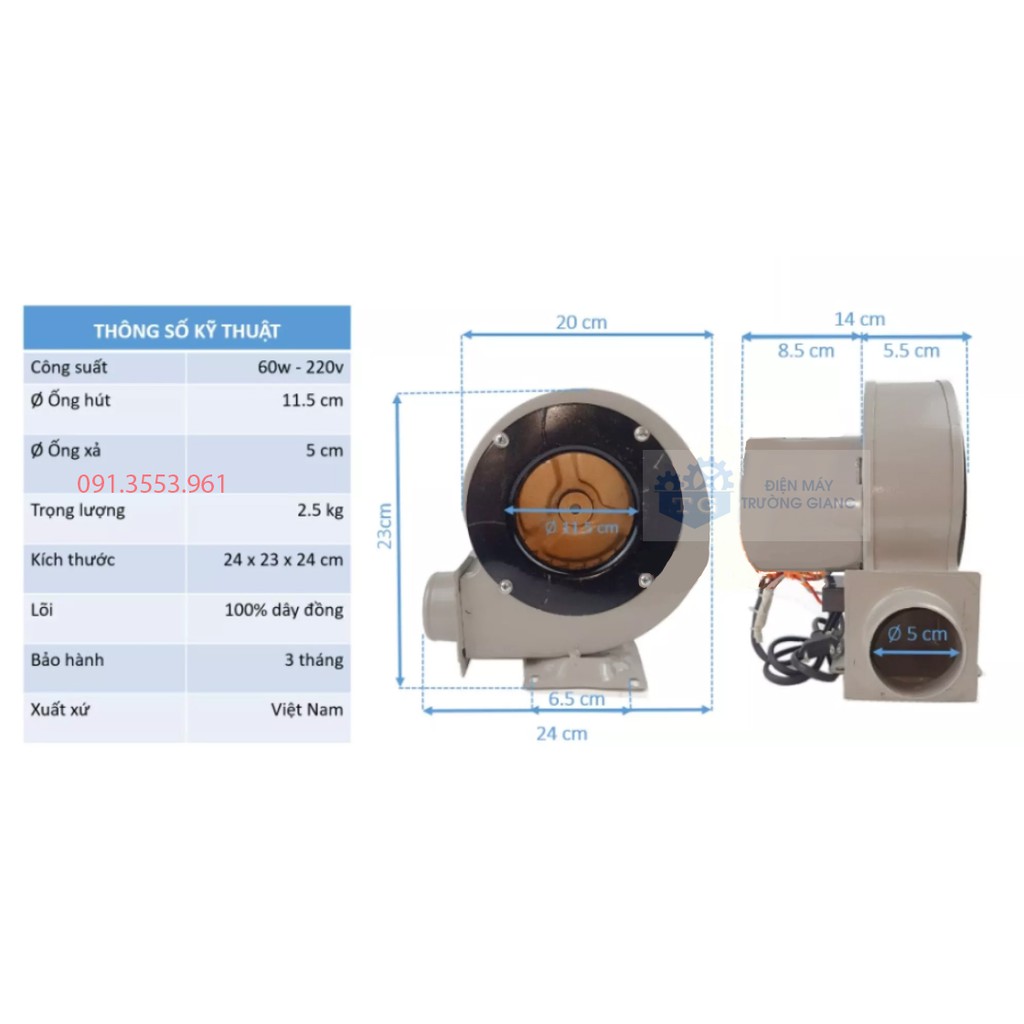 Quạt sên 60w hàng Việt Nam - Chuyên hút mùi, thông gió - Dây đồng 100%