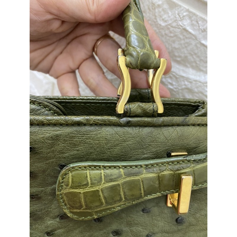 Túi cầm tay da đà điểu Ý-2-hands