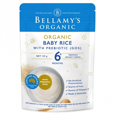 Nhiều Vị Bột Ăn Dặm Bellamy Organic 125G Vị Gạo Sữa - Yến Mạch - Bí Đỏ Gạo  T7-T8-2022