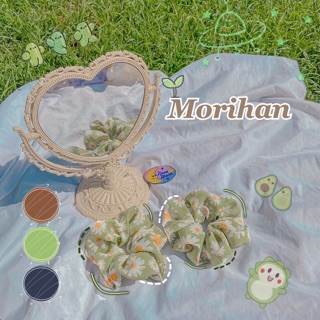 Scrunchies Morihan - Cột tóc dây vải hoa cúc xanh lá @neonchic.vn