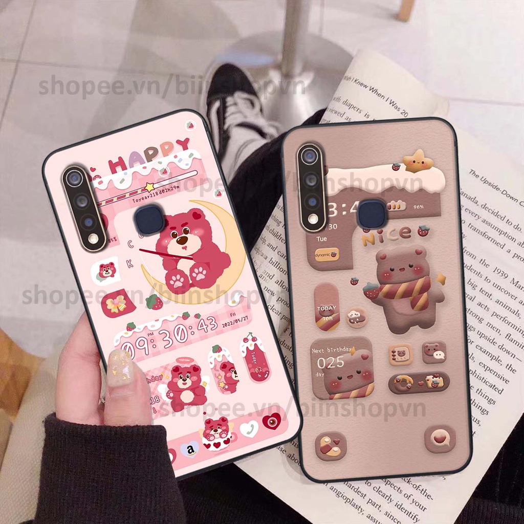 Ốp Vivo Y19 / U3 in 3D icon gấu nổi siêu xinh, siêu đáng yêu, cá tính phong cách