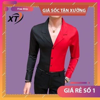 Áo sơ mi, Áo Sơ Mi nam đẳng cấp, phối 2 màu sang trọng, cổ trễ lịch lãm, trẻ trung thu hút người nhìn H21