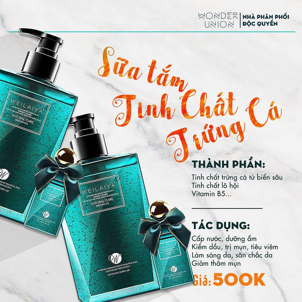 SỮA TẮM TRỨNG CÁ 60ML- 312ML CHIẾT XUẤT TRỨNG CÁ TẰM