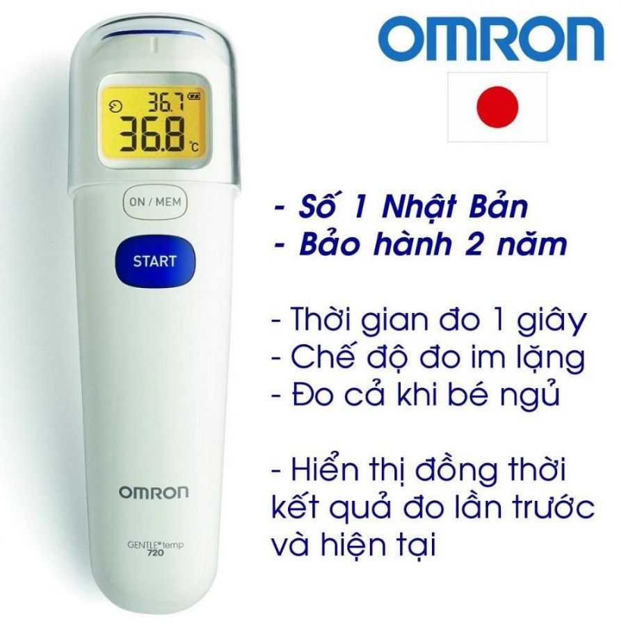 Nhiệt kế điện tử Omron MC 720 đo nhiệt độ trán không tiếp xúc phù hợp với mọi lứa tuổi