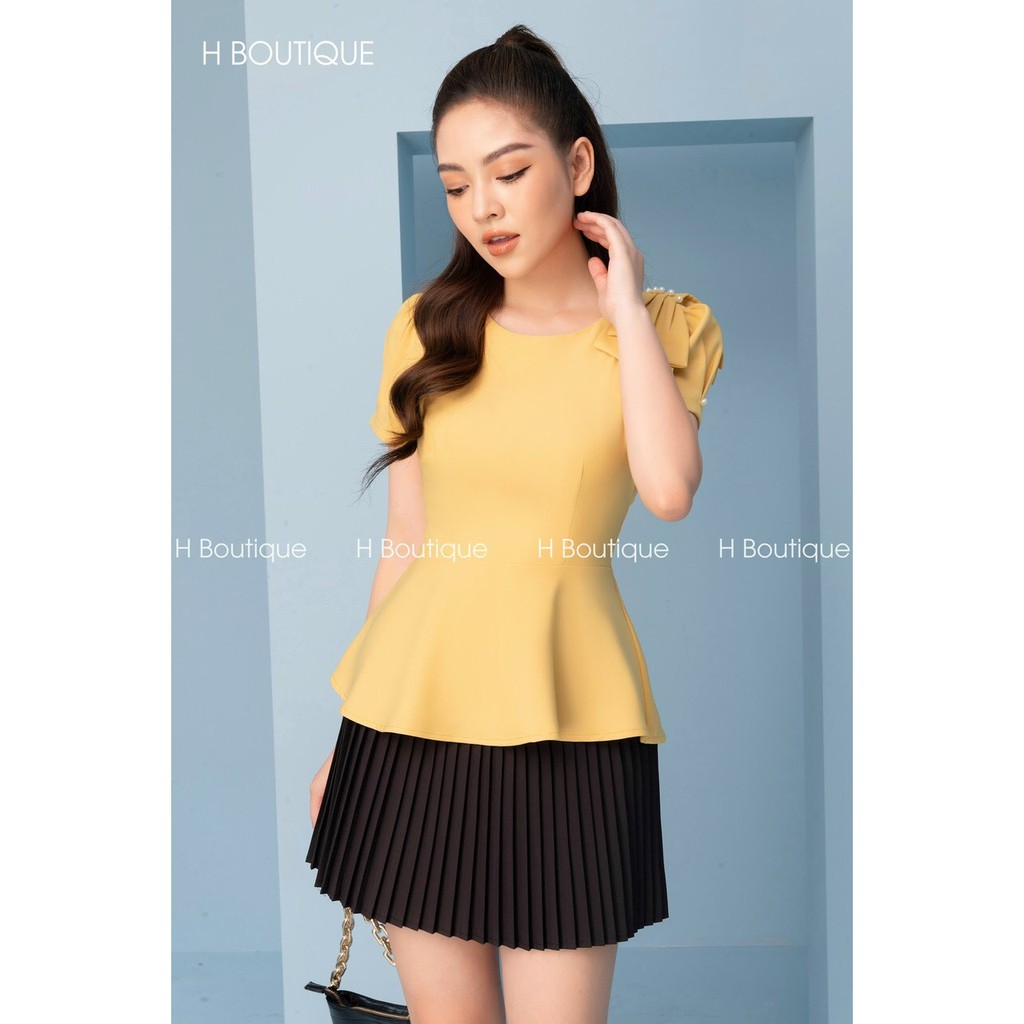 ÁO SƠ MI NỮ CỘC TAY CÔNG SỞ-CHẤT TRƯỢT LỤA HÀN KHÔNG NHĂN KHÔNG NHÀU-VAI LƠ DÁNG PEPLUM XINH XẮN SIZE TỪ 40-60 KG