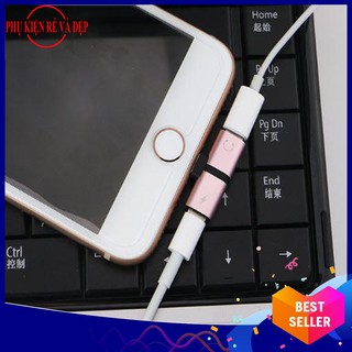 Jack chia 2 cổng sạc và tai nghe Lightning cho Iphone (Hồng)