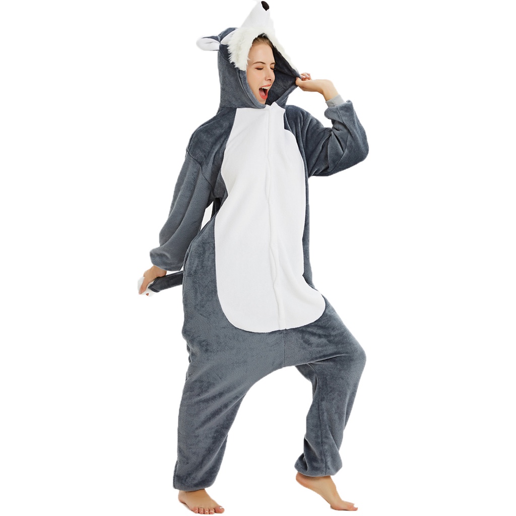 Kigurumi Bộ Đồ Ngủ Hình Con Sói Hoạt Hình Đáng Yêu Dành Cho Nam Và Nữ