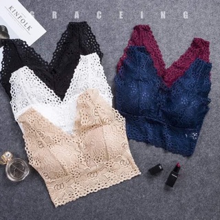 Áo bralette ren hoa dáng dài-dáng lửng