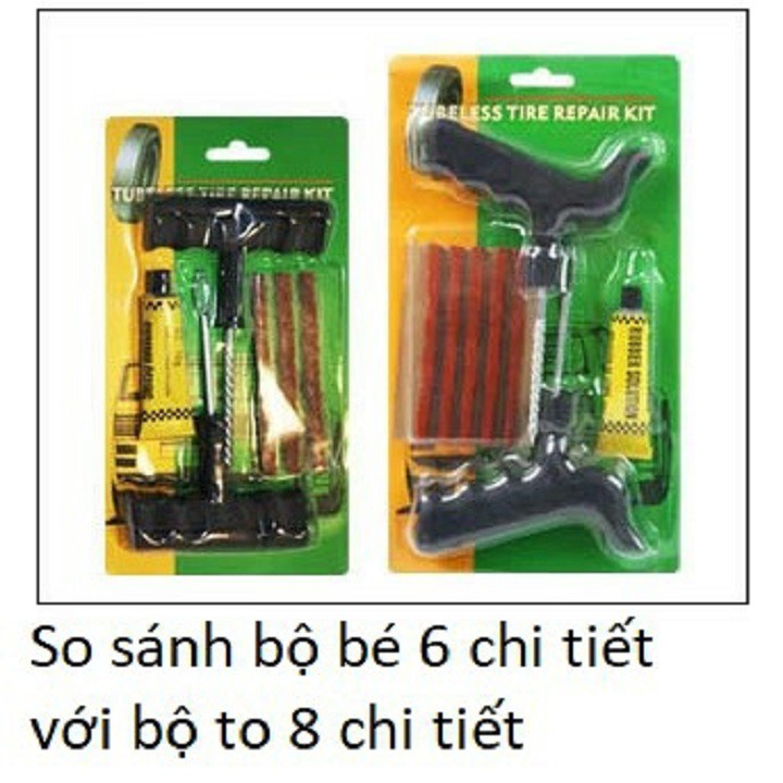 Bộ vá lốp không săm xe máy ô tô loại to 8 chi tiết đa năng