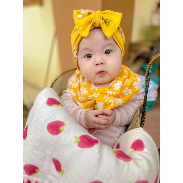 Mũ turban cho bé gái nơ tròn buộc ( Chọn màu theo phân loại)