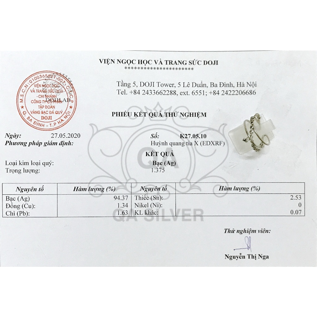 Nhẫn bạc thái nữ 2 tầng mặt đá đen nam nữ S925 LAYER Silver Ring QA SILVER RI190101