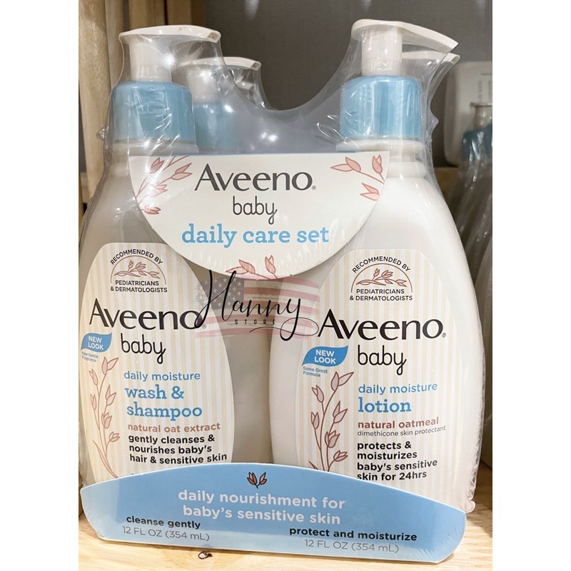 👶🏻👧🏻Set tắm + gội và dưỡng ẩm Aveeno 👶🏻👧🏻 (354ml)